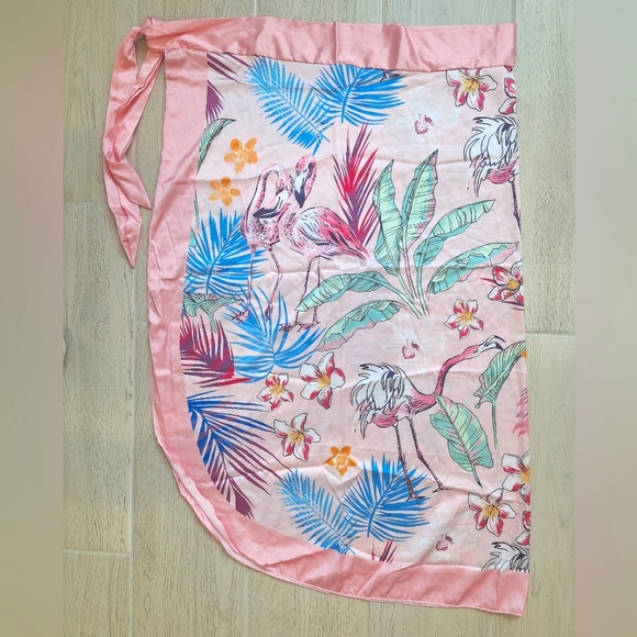 Tropical flamingo print swimsuit cover up/sarong/skirt with ties - one size - Picture 6 of 10